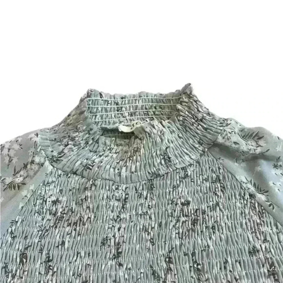 Storia Blue Floral Print‎ Smocked Mini Elastic Dress Size Small - Picture 8 of 9